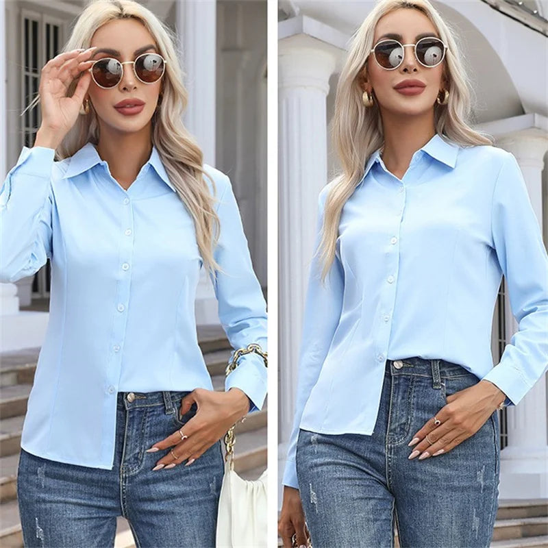 Women’s Top Blouse Long Sleeve Casual Solid Color