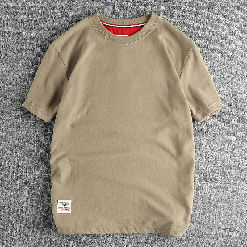 Men’s T-Shirt Short Sleeve Cotton Casual Solid Color