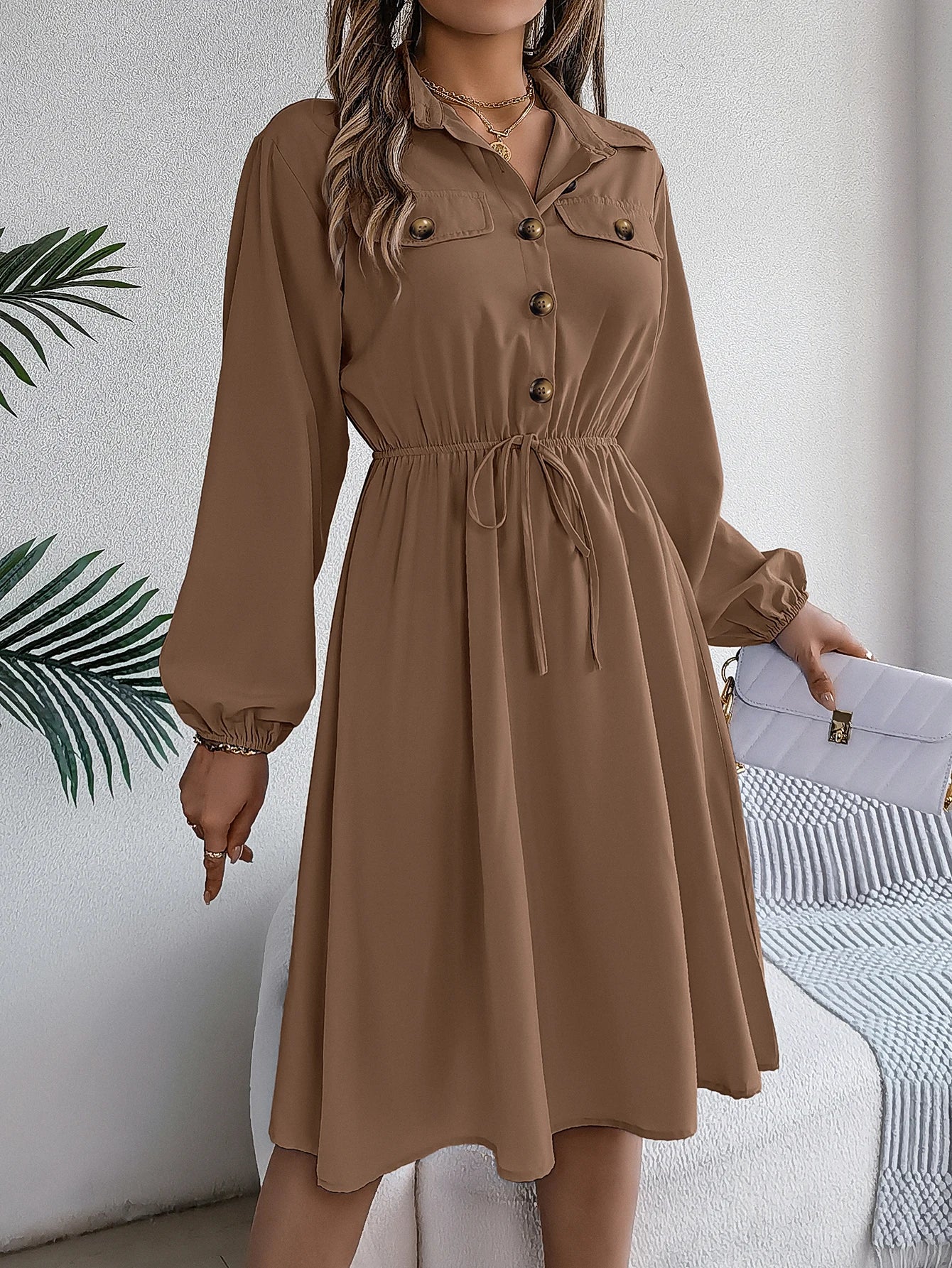 Women’s Dress Long Sleeve Casual Solid Color