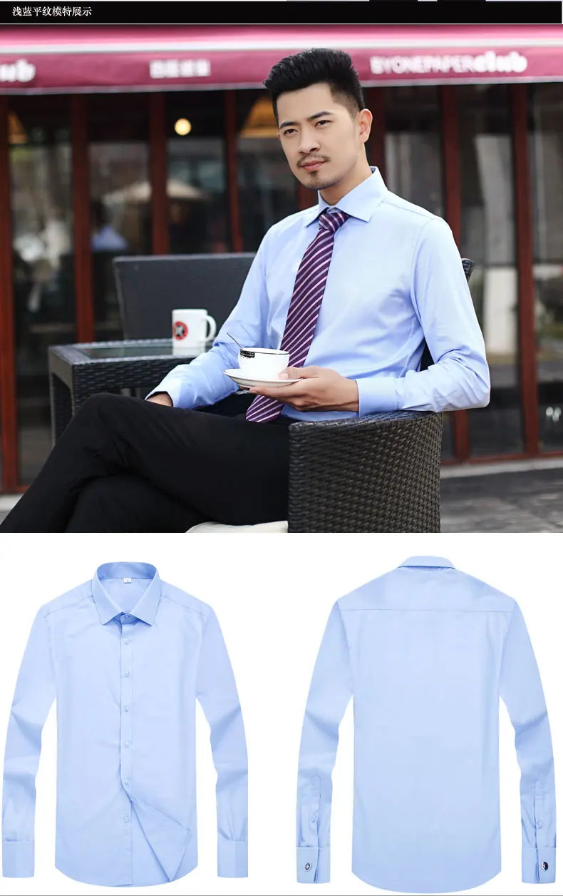Men’s Shirt Long Sleeve Formal Slim Fit Solid Color
