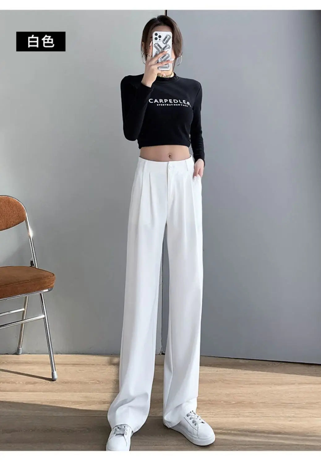 Women’s Trousers High Waist Wide Leg Straight Leg Casual