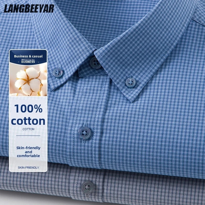 Men’s Shirt Long Sleeve Cotton Casual Slim Fit