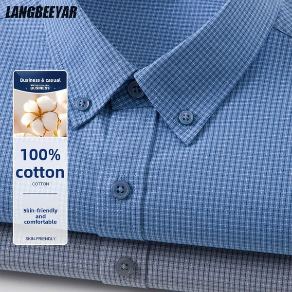 Men’s Shirt Long Sleeve Cotton Casual Slim Fit