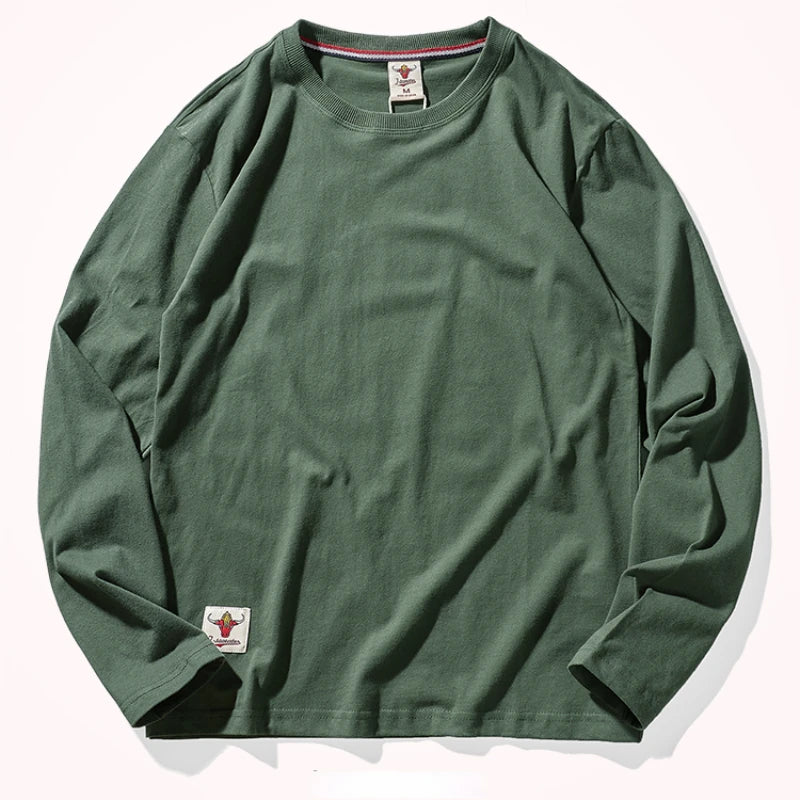 Men’s T-Shirt Long Sleeve Cotton Solid Color