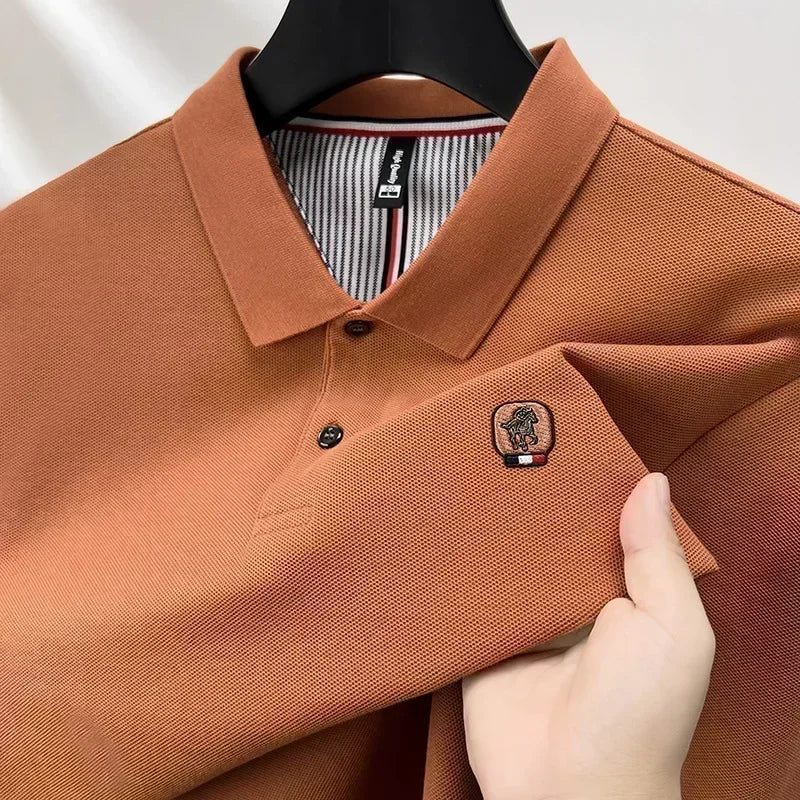 Men’s Polo Shirt Cotton Long Sleeve Business Casual Casual