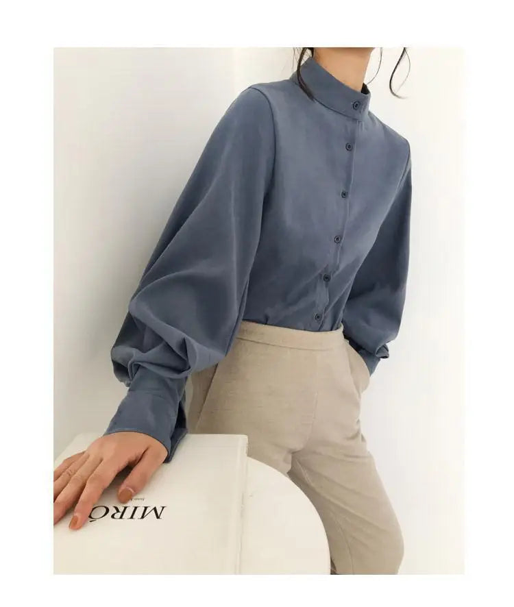 Women’s Top Blouse Long Sleeve Casual Solid Color