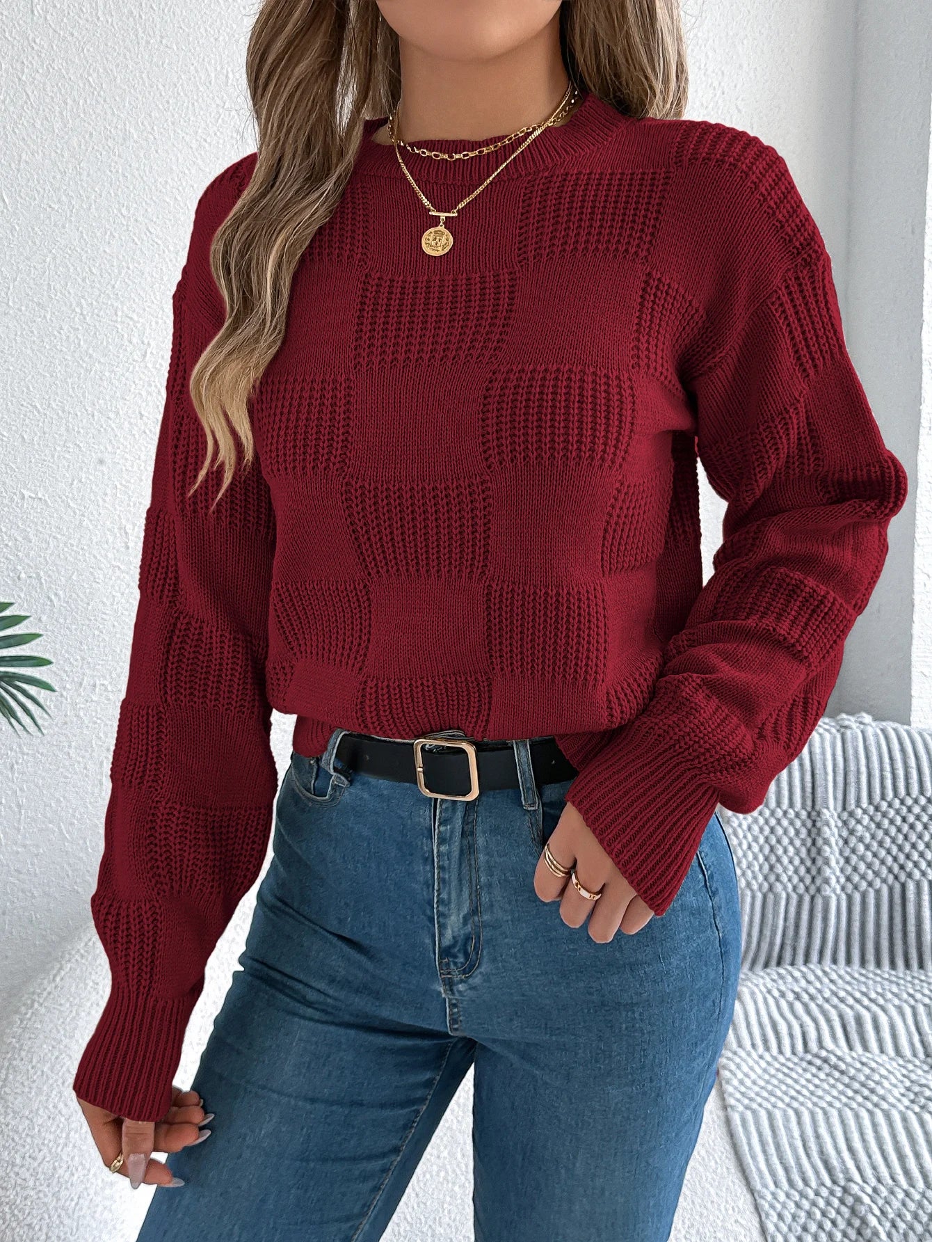 Women’s Top Long Sleeve Solid Color Stretchy Casual