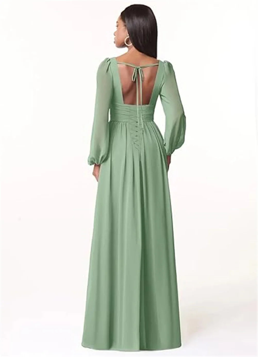 Women’s Dress Long Sleeve V-Neck Chiffon Formal