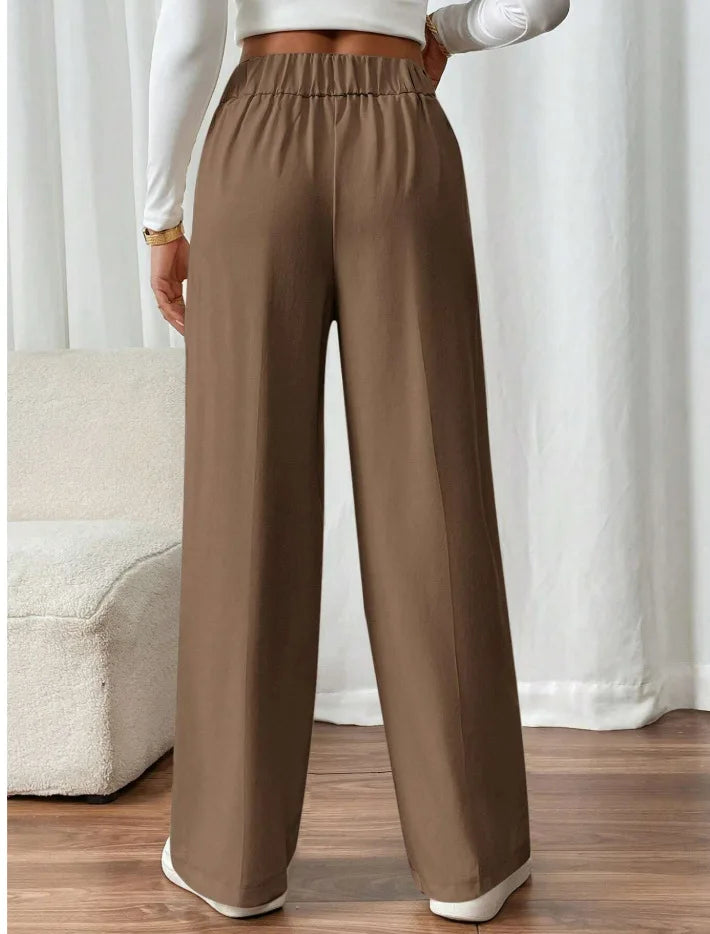 Women’s Trousers High Waist Straight Leg Relaxed Fit Casual