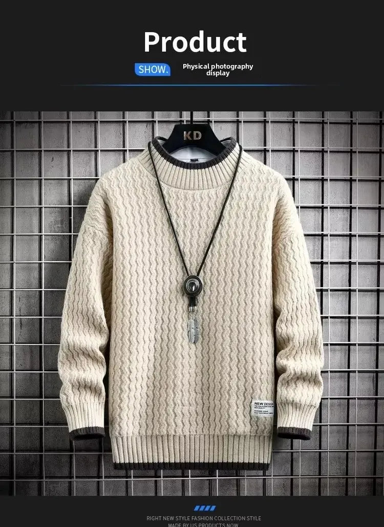 Men’s Sweatshirt Crewneck Pullover Warm Casual Solid Color Autumn