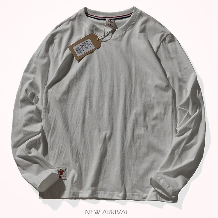 Men’s T-Shirt Long Sleeve Cotton Solid Color