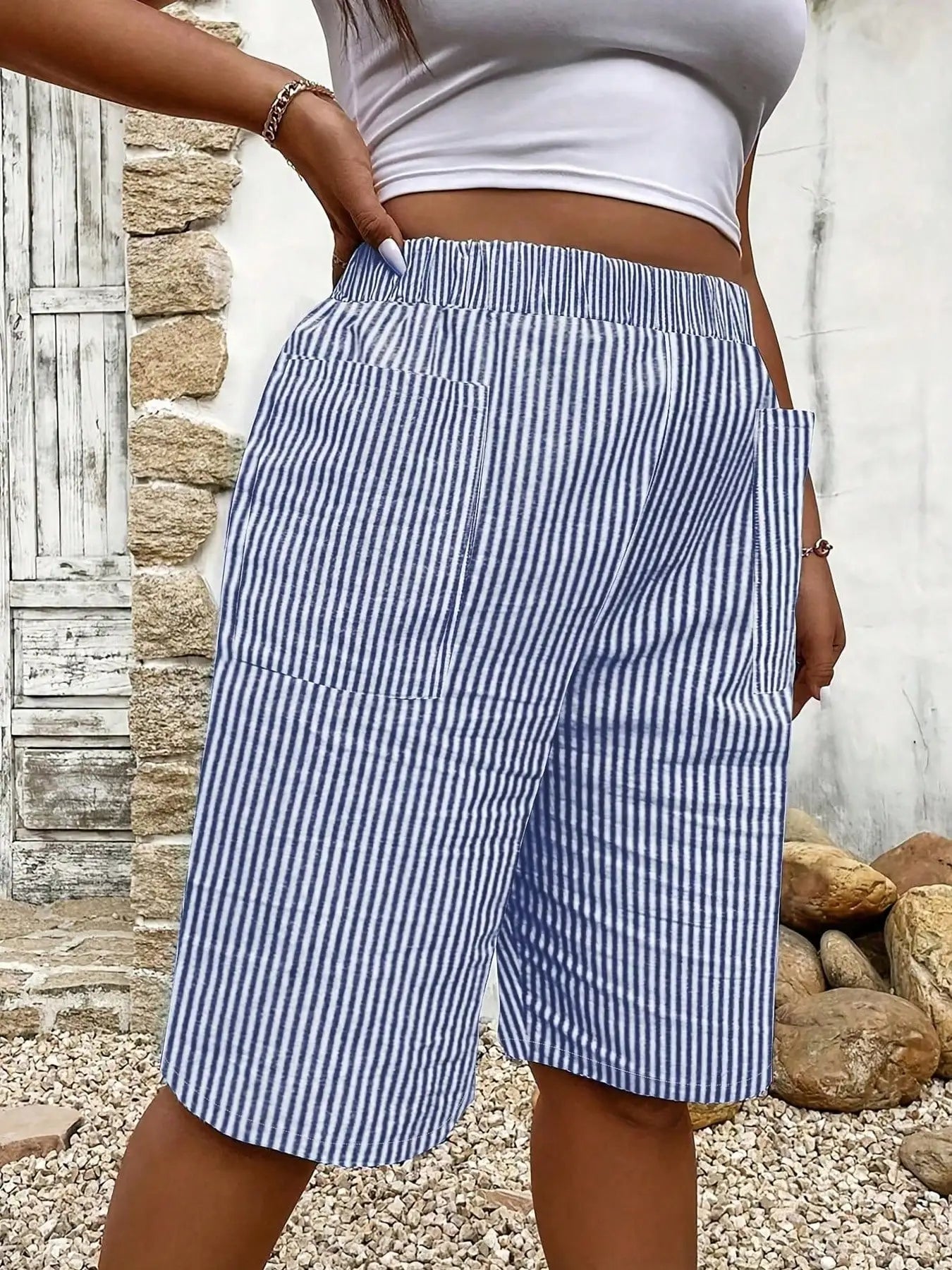Women’s Shorts High Waist Elastic Waist Casual Printed