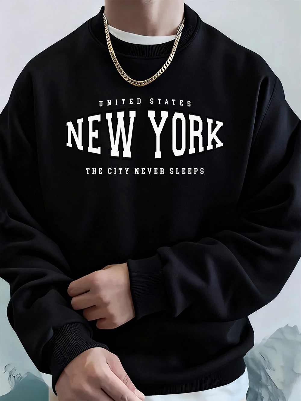 Men’s Sweatshirt Crewneck Fleece Warm Streetwear Graphic Autumn