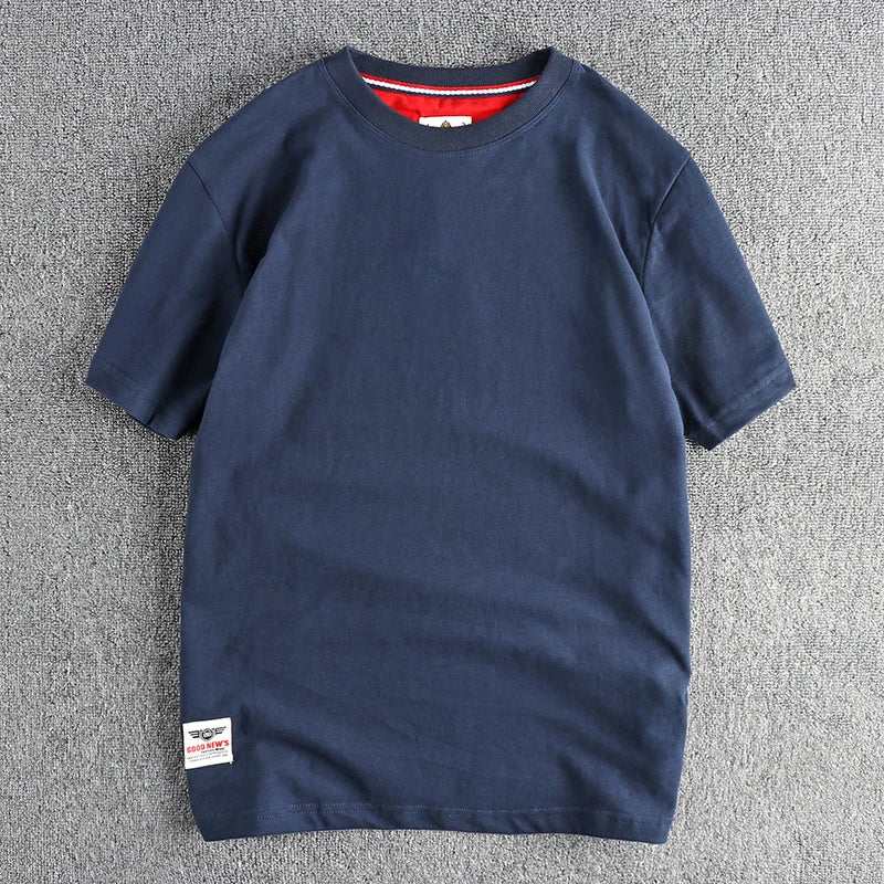 Men’s T-Shirt Short Sleeve Cotton Casual Solid Color