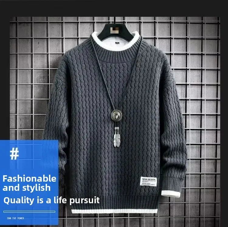 Men’s Sweatshirt Crewneck Pullover Warm Casual Solid Color Autumn