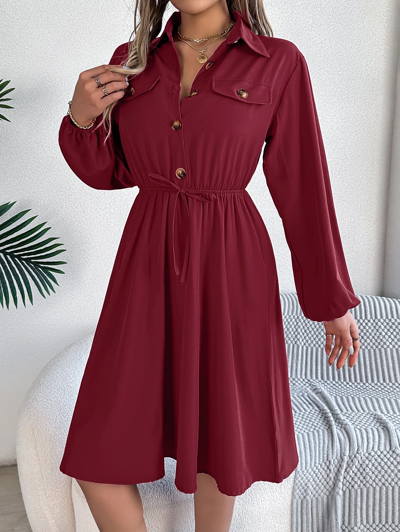Women’s Dress Long Sleeve Casual Solid Color