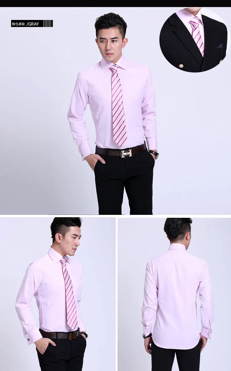 Men’s Shirt Long Sleeve Formal Slim Fit Solid Color