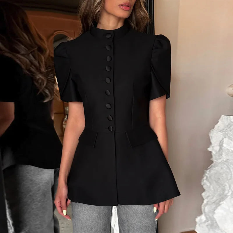 Women’s Top Summer Formal Stretchy Solid Color