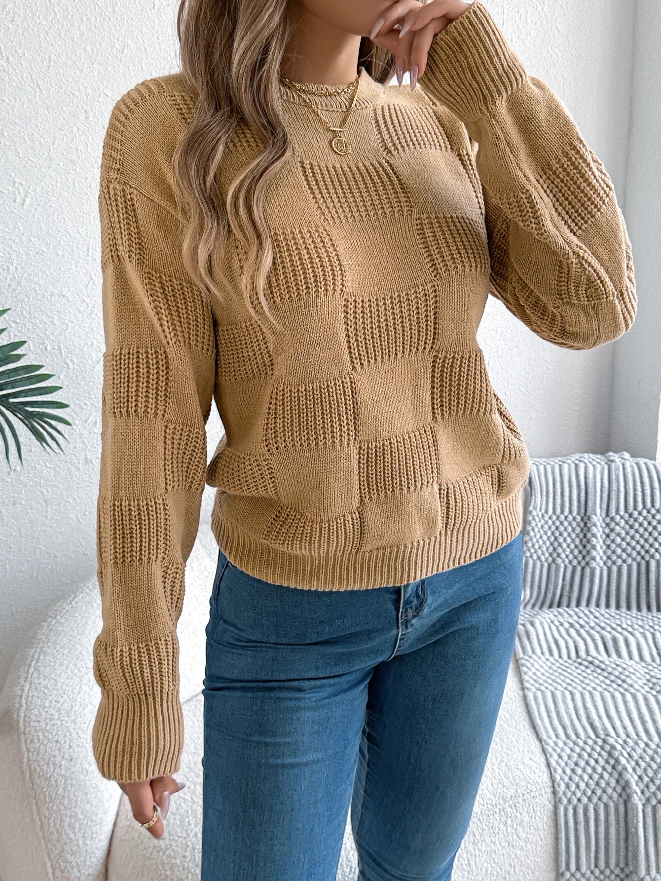 Women’s Top Long Sleeve Solid Color Stretchy Casual