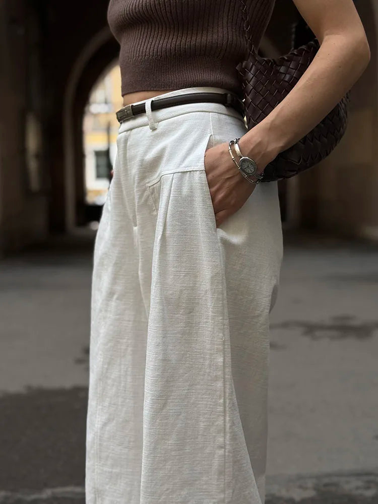 Women’s Trousers High Waist Wide Leg Straight Leg Relaxed Fit