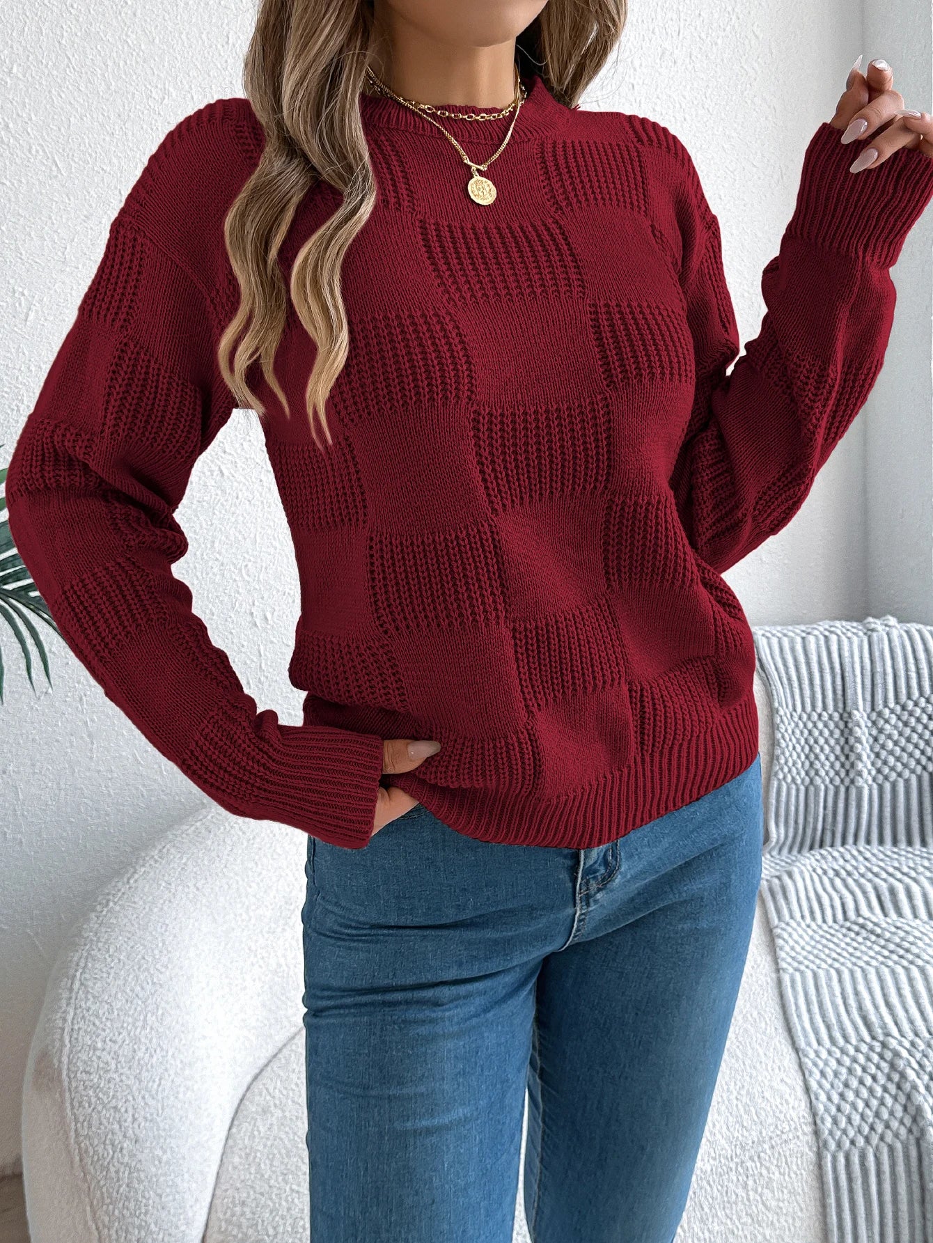 Women’s Top Long Sleeve Solid Color Stretchy Casual