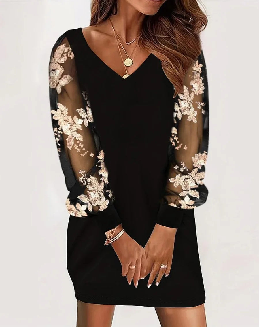 Women’s Dress V-Neck Casual Mini Solid Color