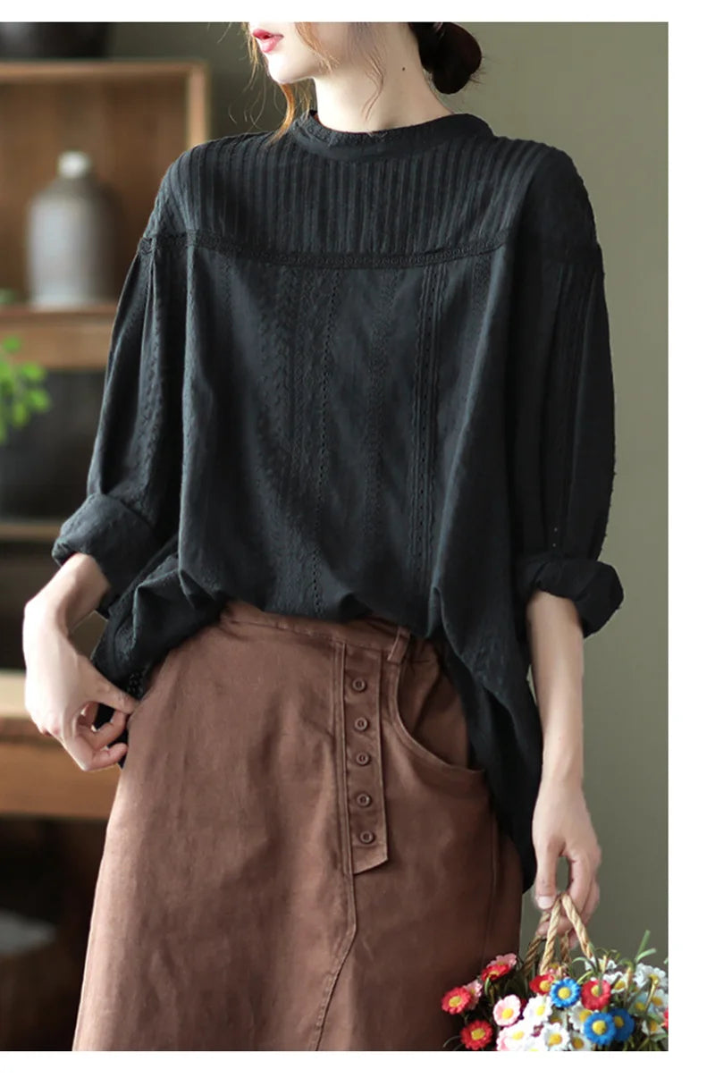 Women’s Top Blouse Long Sleeve Cotton Formal