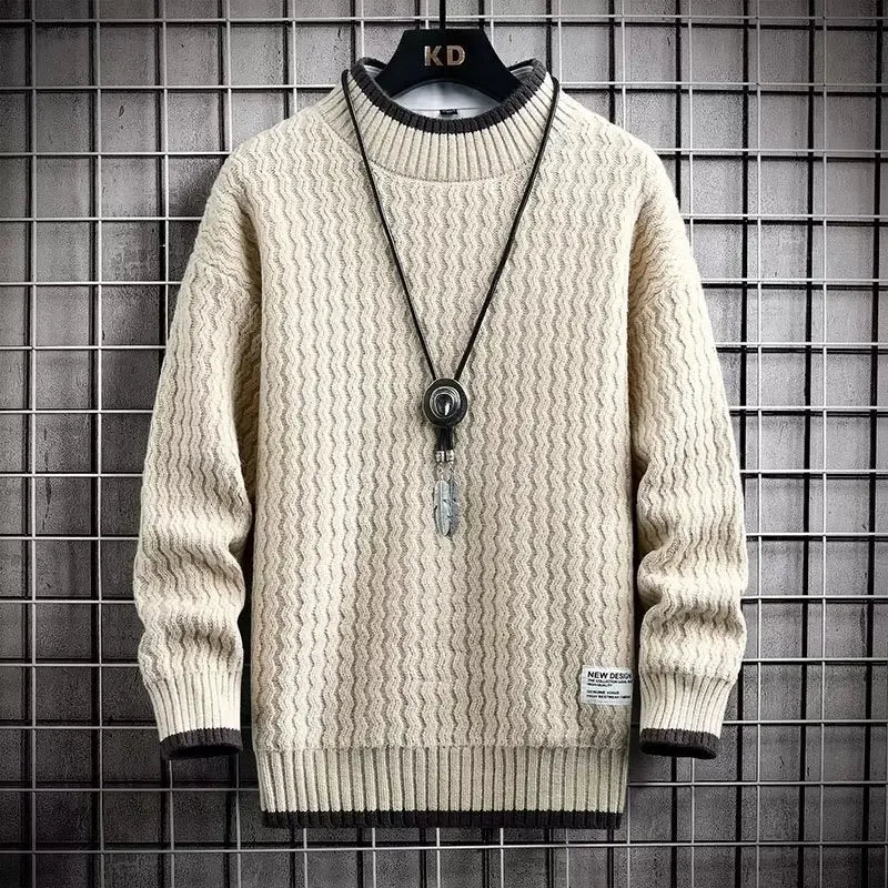 Men’s Sweatshirt Crewneck Pullover Warm Casual Solid Color Autumn