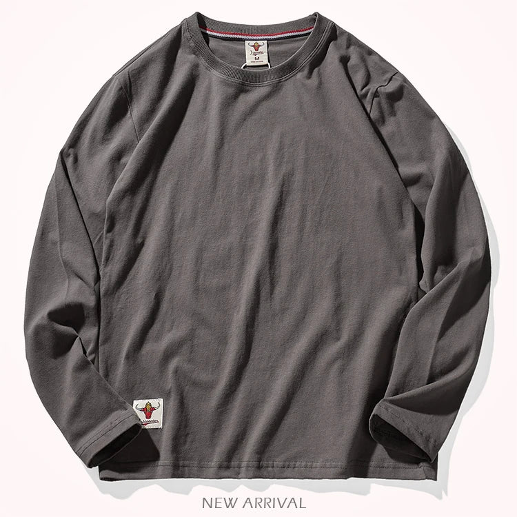 Men’s T-Shirt Long Sleeve Cotton Solid Color