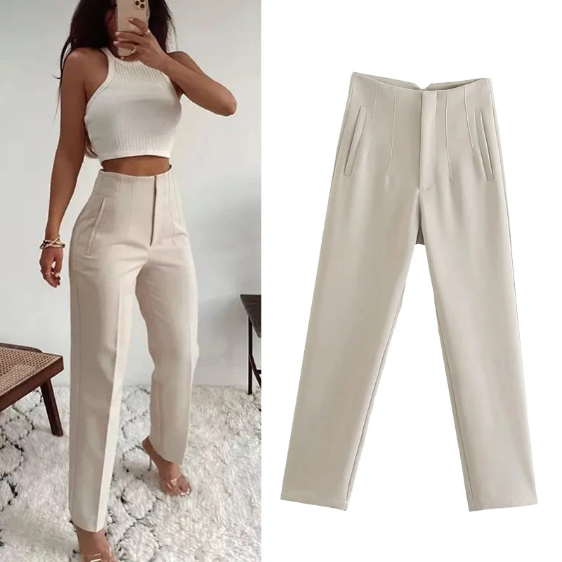 Women’s Trousers High Waist Formal Comfort Fit Stretchy