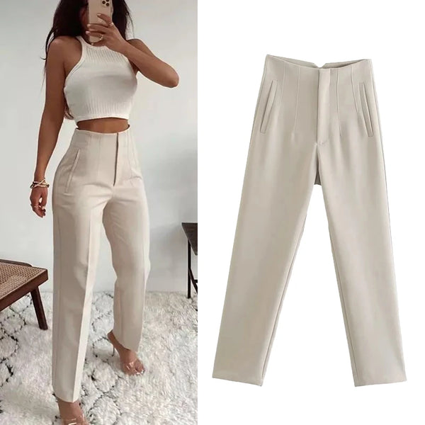 Women’s Trousers High Waist Formal Comfort Fit Stretchy