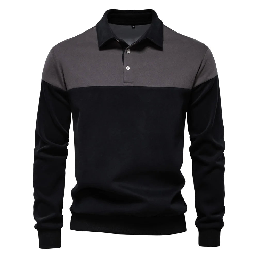 Men’s Polo Shirt Cotton Long Sleeve Business Casual Casual
