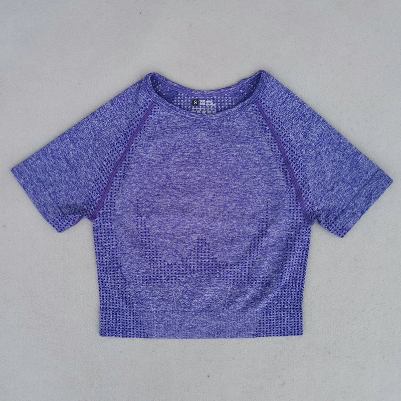 Women’s Gym Top Crop Top Short Sleeve Seamless Athletic