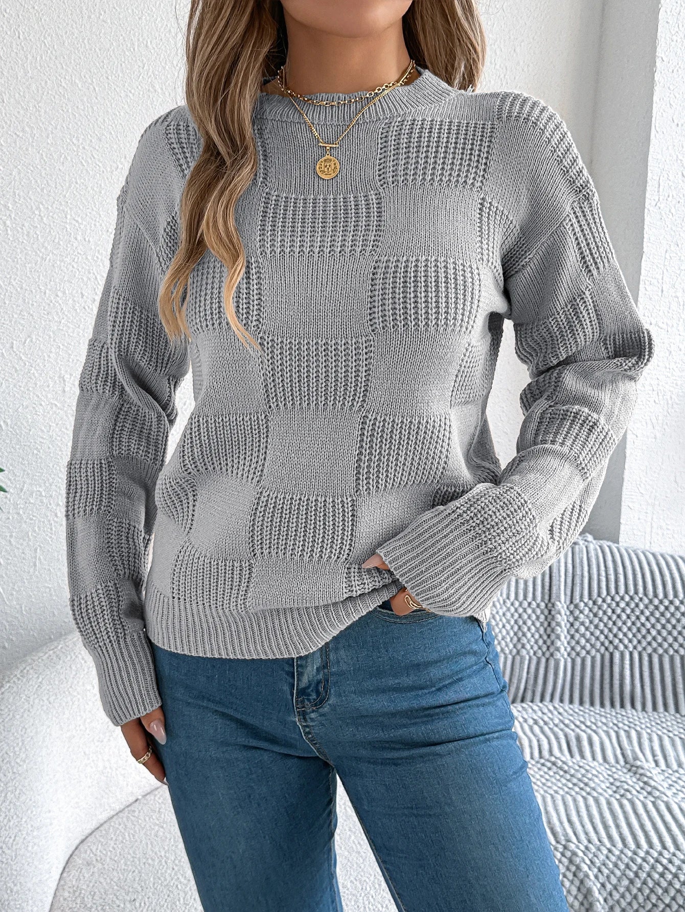 Women’s Top Long Sleeve Solid Color Stretchy Casual