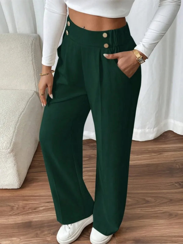 Women’s Trousers High Waist Straight Leg Relaxed Fit Casual