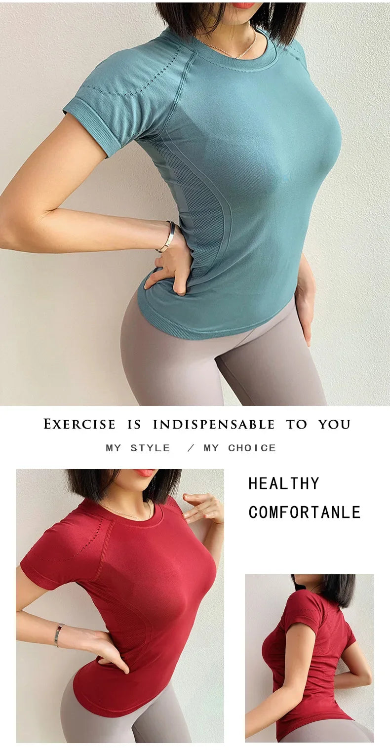 Women’s Gym Top Short Sleeve Breathable Stretchy Athletic