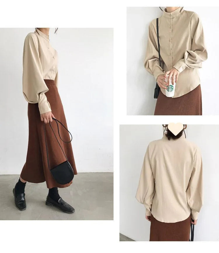 Women’s Top Blouse Long Sleeve Casual Solid Color