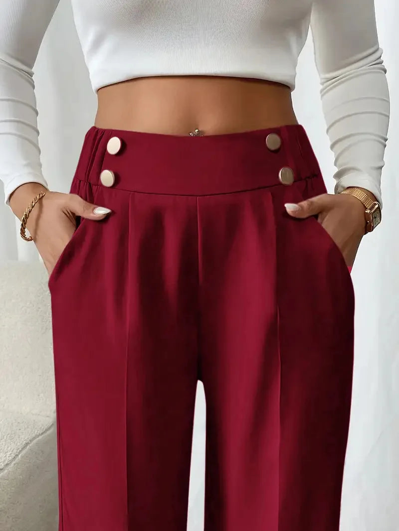 Women’s Trousers High Waist Straight Leg Relaxed Fit Casual