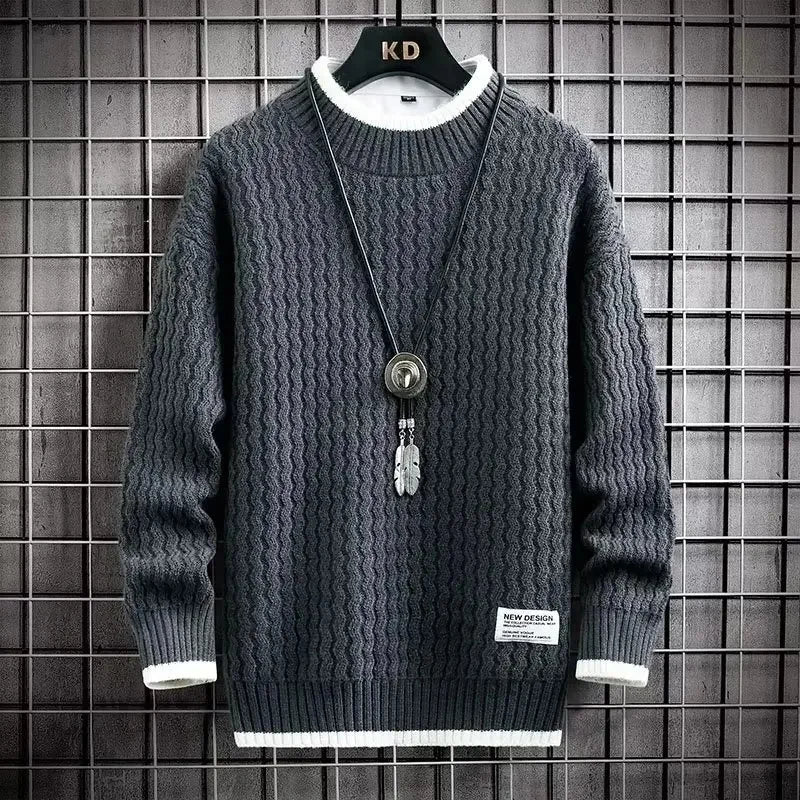 Men’s Sweatshirt Crewneck Pullover Warm Casual Solid Color Autumn