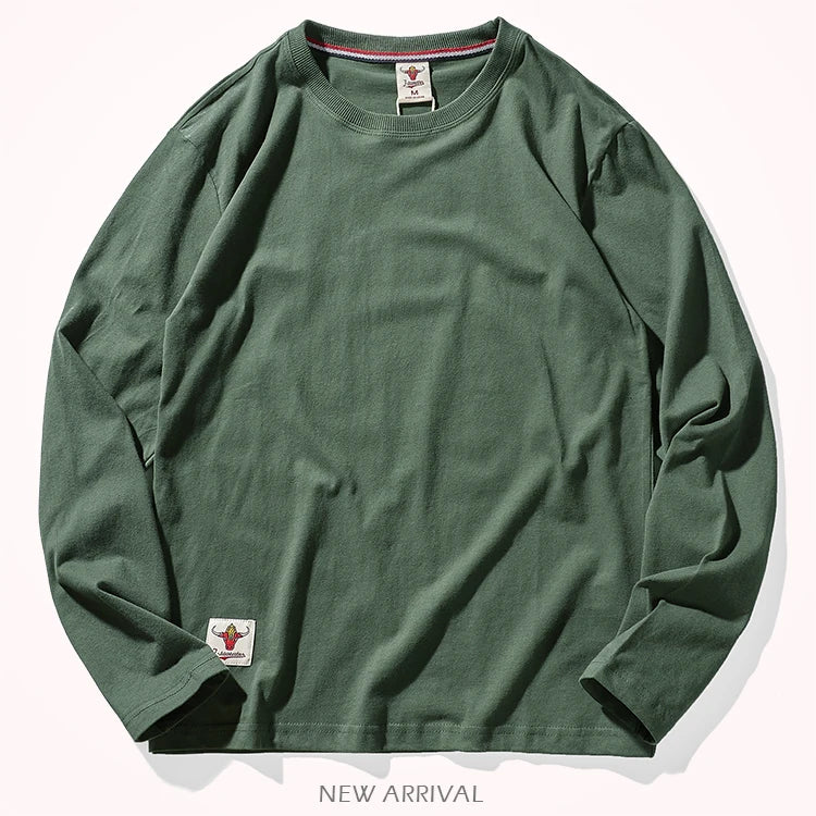 Men’s T-Shirt Long Sleeve Cotton Solid Color