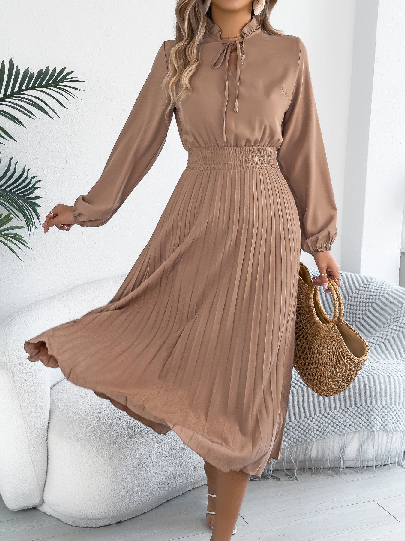 Women’s Dress Maxi V-Neck Casual Solid Color