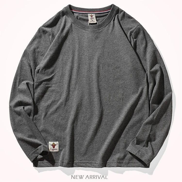 Men’s T-Shirt Long Sleeve Cotton Solid Color