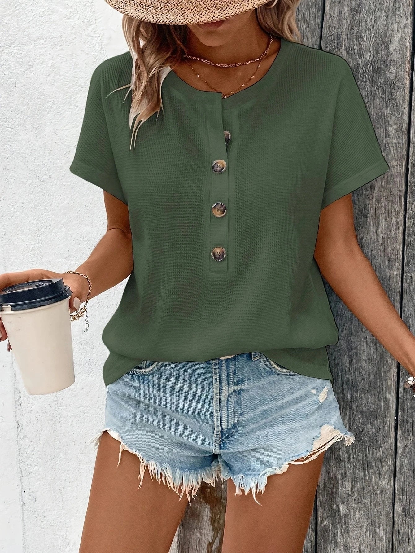 Women’s Top T-Shirt Short Sleeve Casual Solid Color