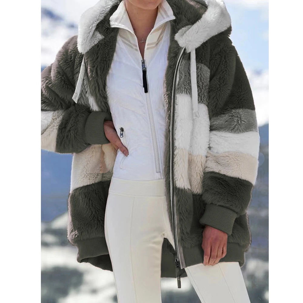 Women’s Jacket Hooded Zip-Up Warm Streetwear