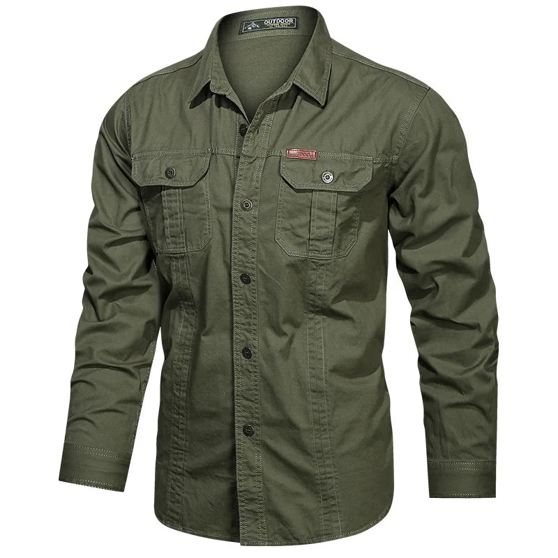 Men’s Shirt Long Sleeve Cotton Casual Solid Color