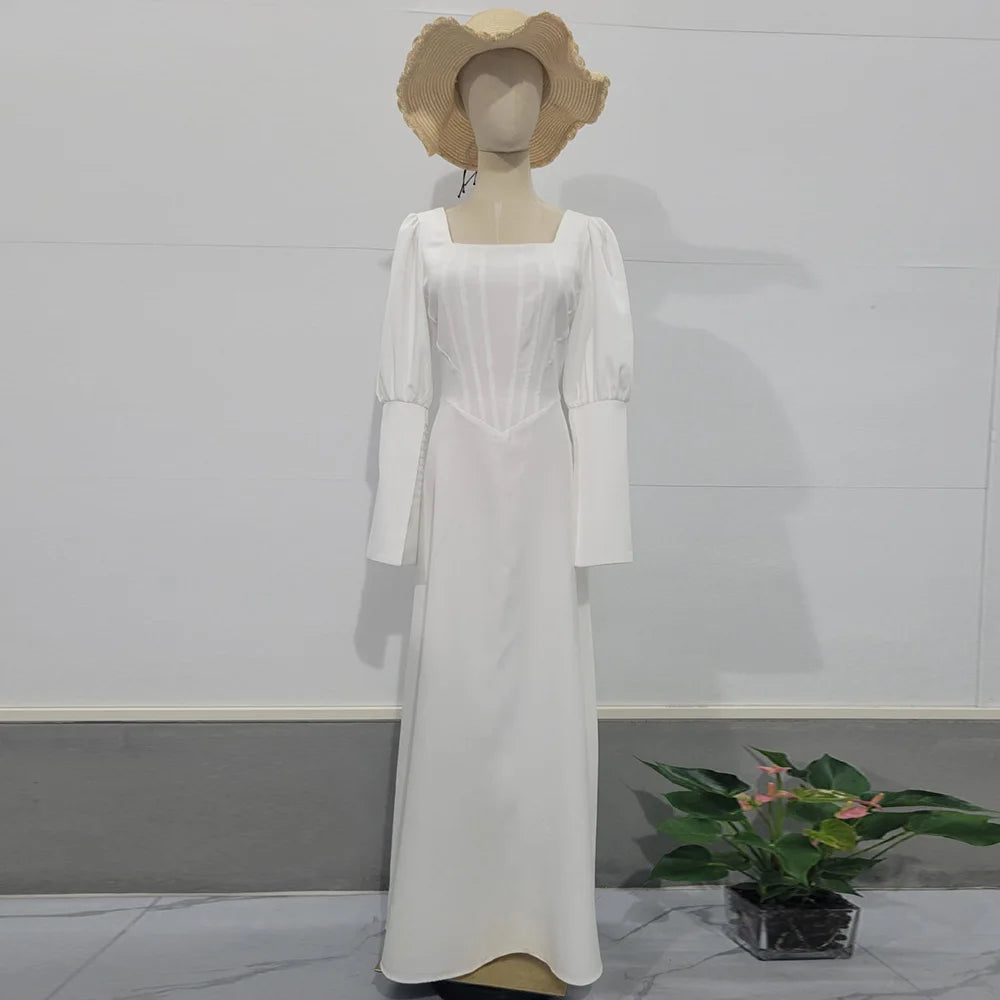 Women’s Dress Long Sleeve Formal A-Line Solid Color