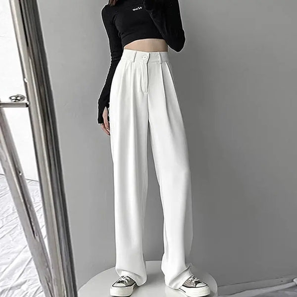 Women’s Trousers High Waist Wide Leg Straight Leg Casual