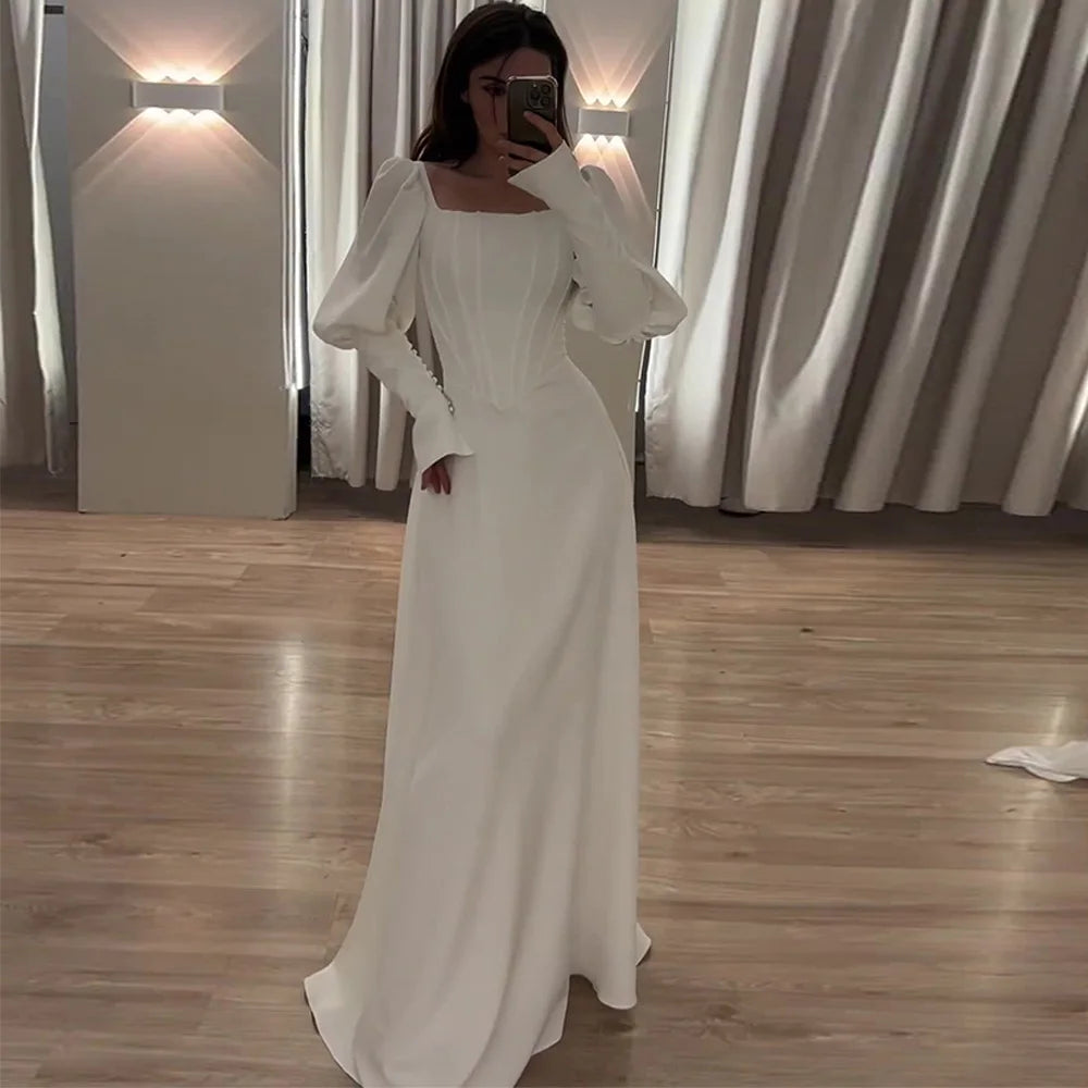 Women’s Dress Long Sleeve Formal A-Line Solid Color