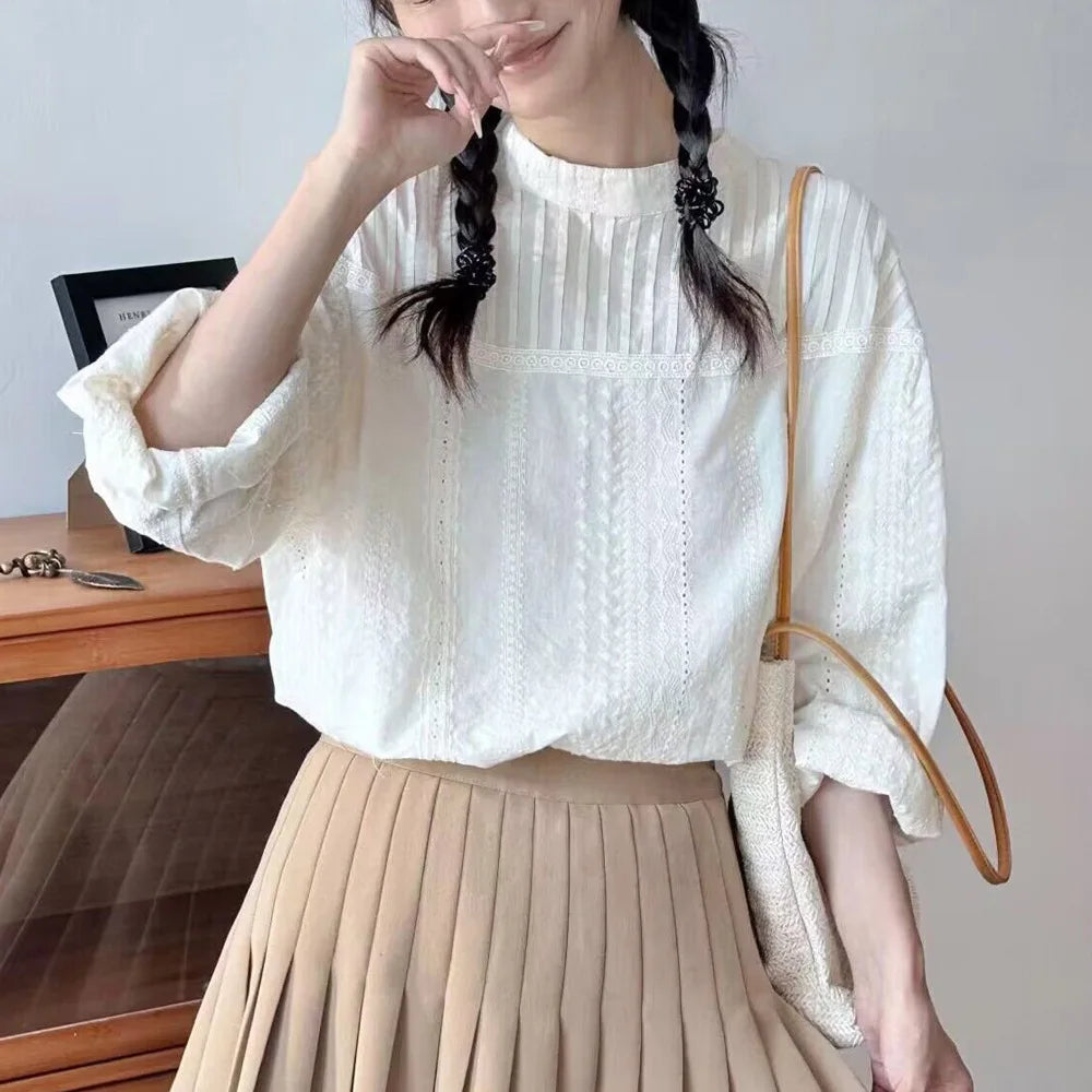 Women’s Top Blouse Long Sleeve Cotton Formal