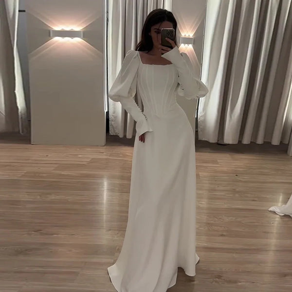 Women’s Dress Long Sleeve Formal A-Line Solid Color